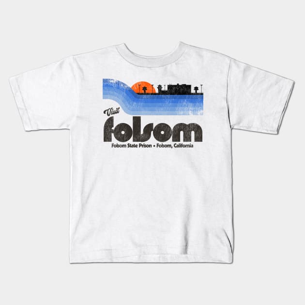 Visit Folsom State Prison Retro Tourist Souvenir Kids T-Shirt by darklordpug